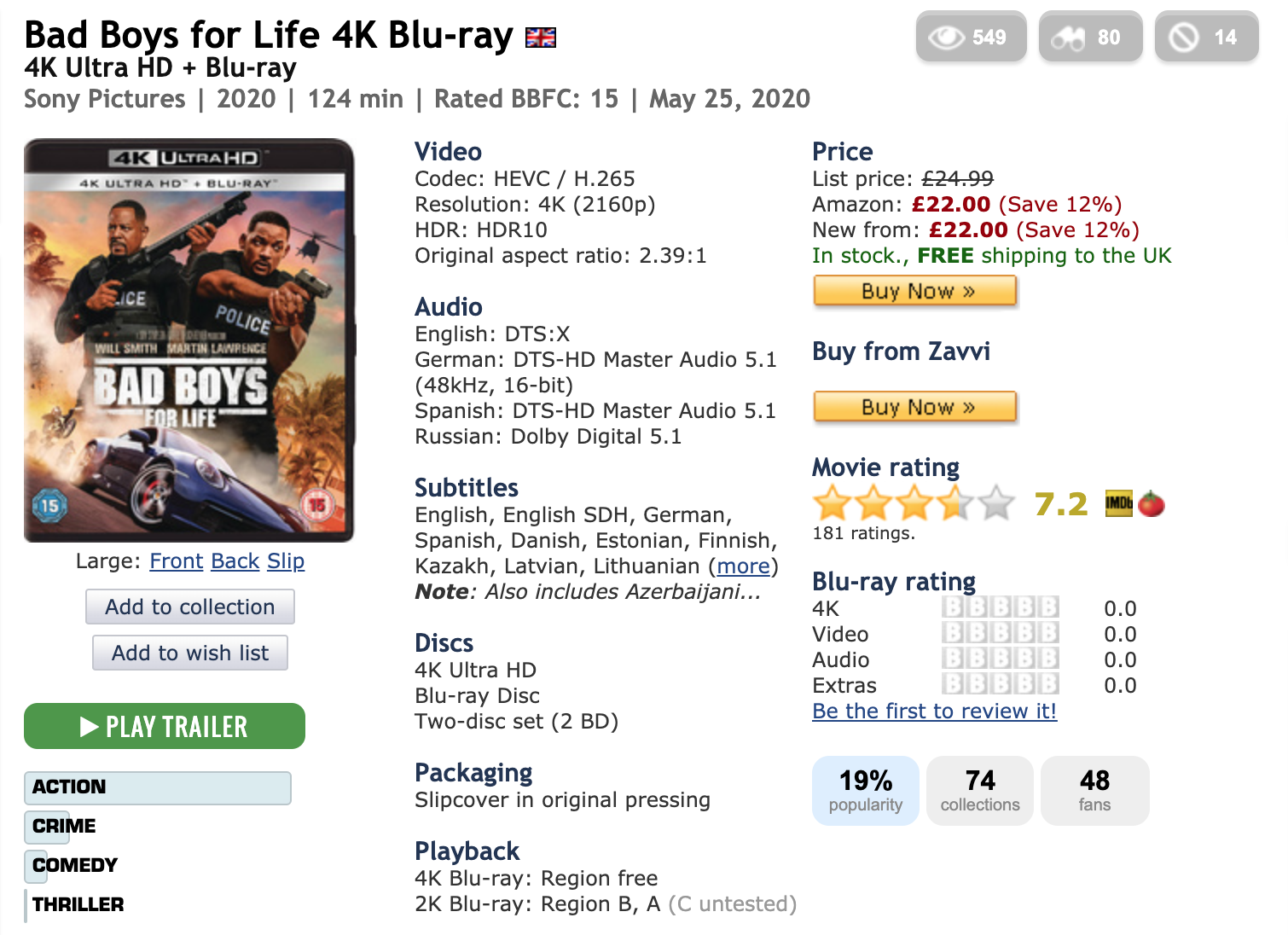 Bad Boys for Life 4K Itunes vs Bad Boys for Life 4K Bluray